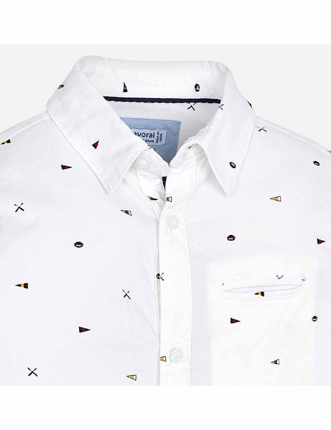 Camisa Manga Larga Estampada Niño Sku 2493 Color Blanca