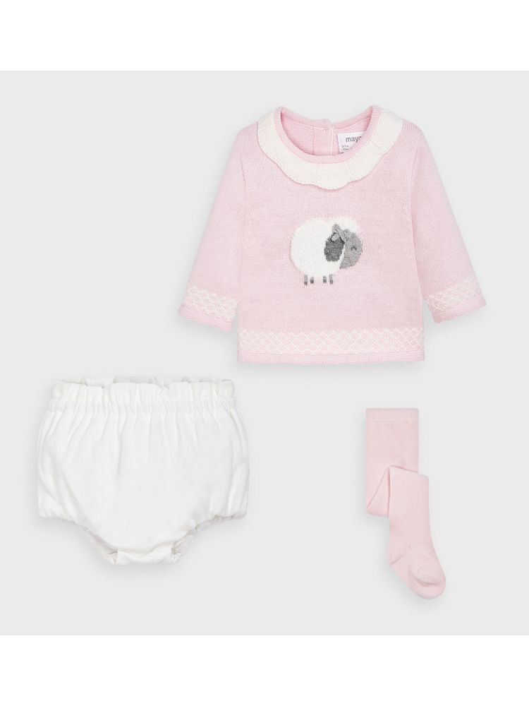 Conjunto Tricot 3 piezas para bebe MAYORAL Ref 10/2212/25 Rosa baby