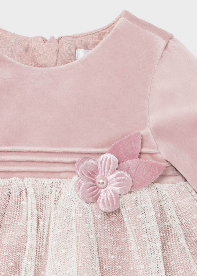 Vestido Ceremonia Terciopelo Rosa Bebé Niña Mayoral 2818