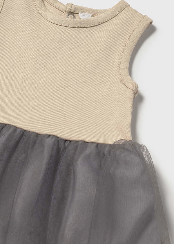 Vestido tricot combinado tul
