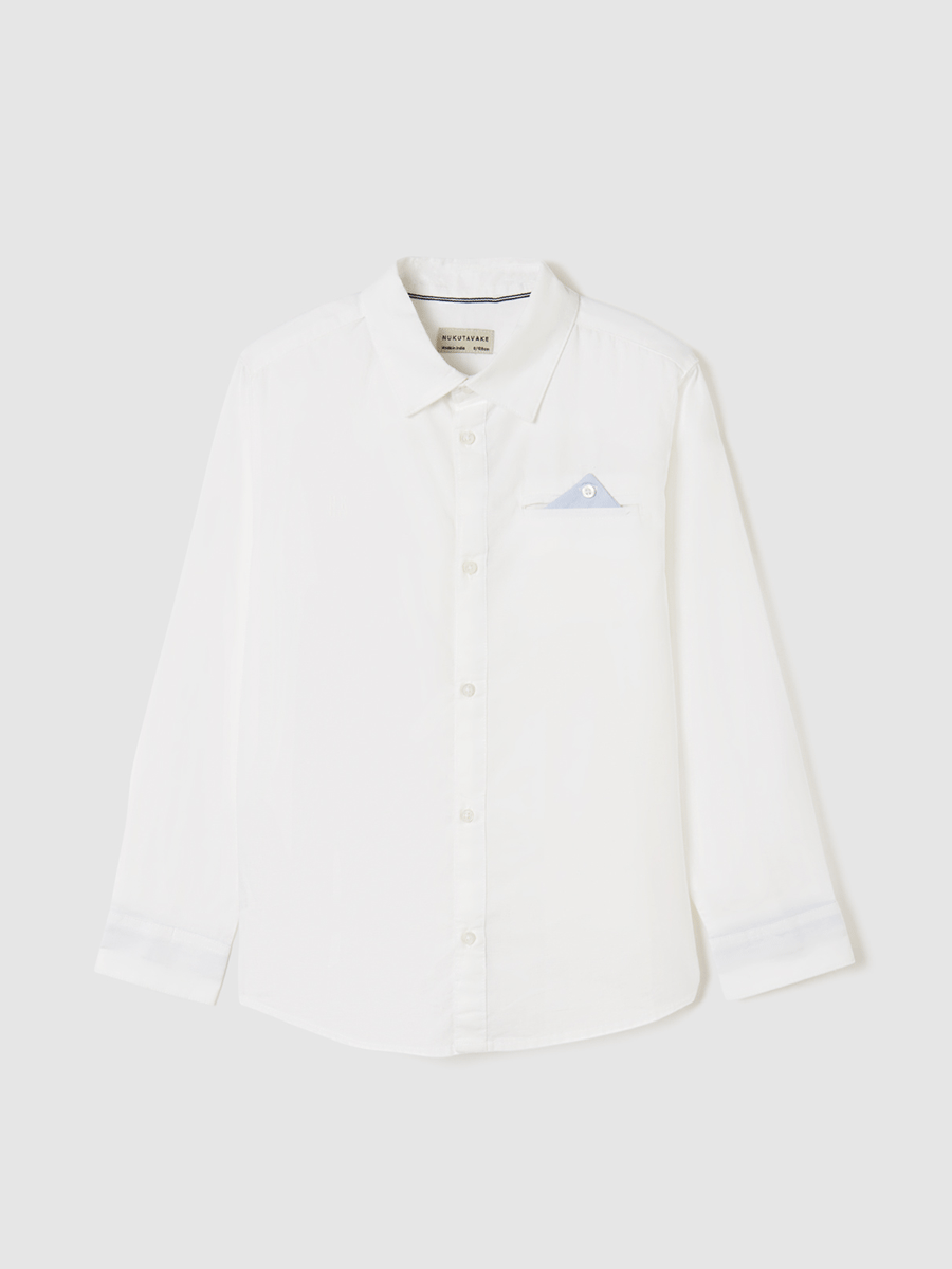 Camisa Stand Up Lino para chico NUKUTAVAKE Ref. 6115/42 Blanco