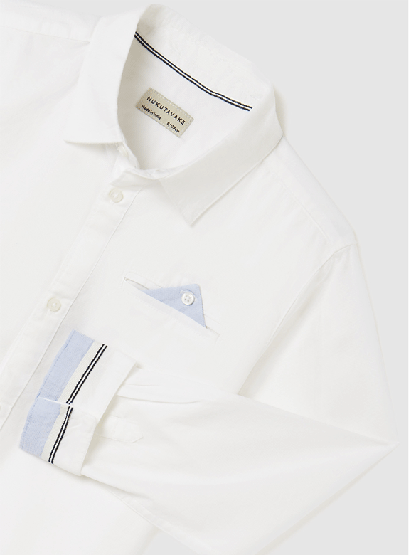 Camisa Stand Up Lino para chico NUKUTAVAKE Ref. 6115/42 Blanco