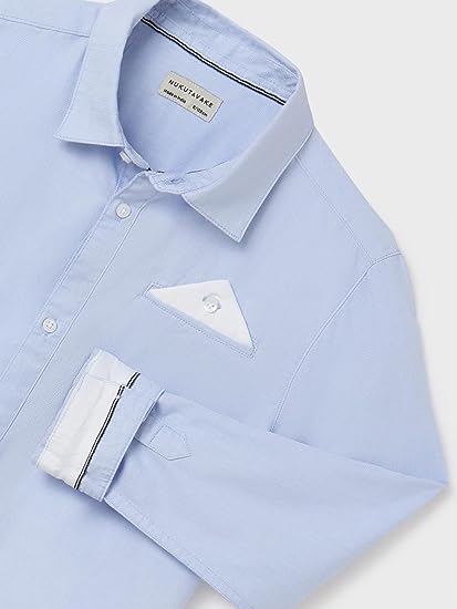 Camisa Stand Up Lino para chico NUKUTAVAKE Ref. 6115/43 Celeste