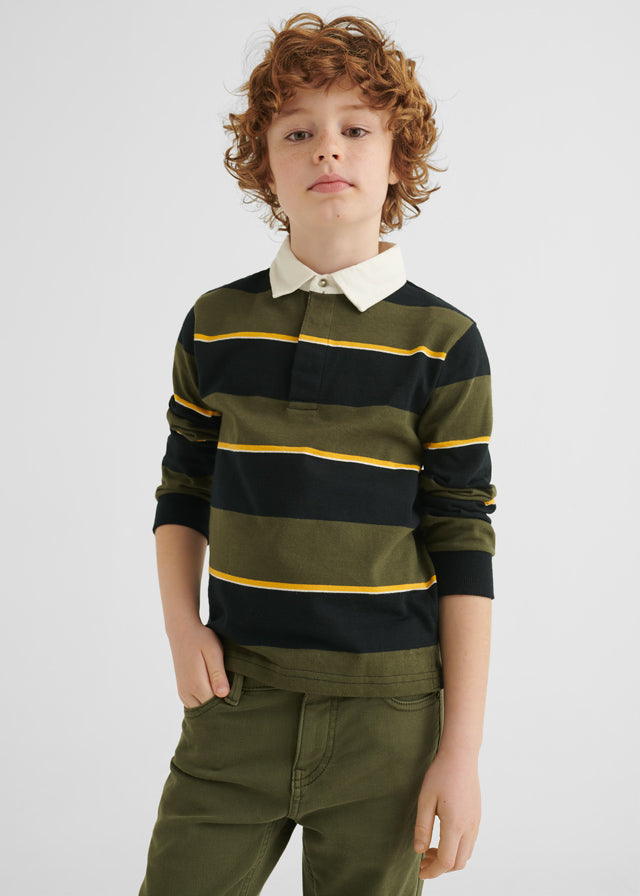 Polo manga larga con rayas bloque para chico NUKUTAVAKE Ref. 7161/34 Liquen