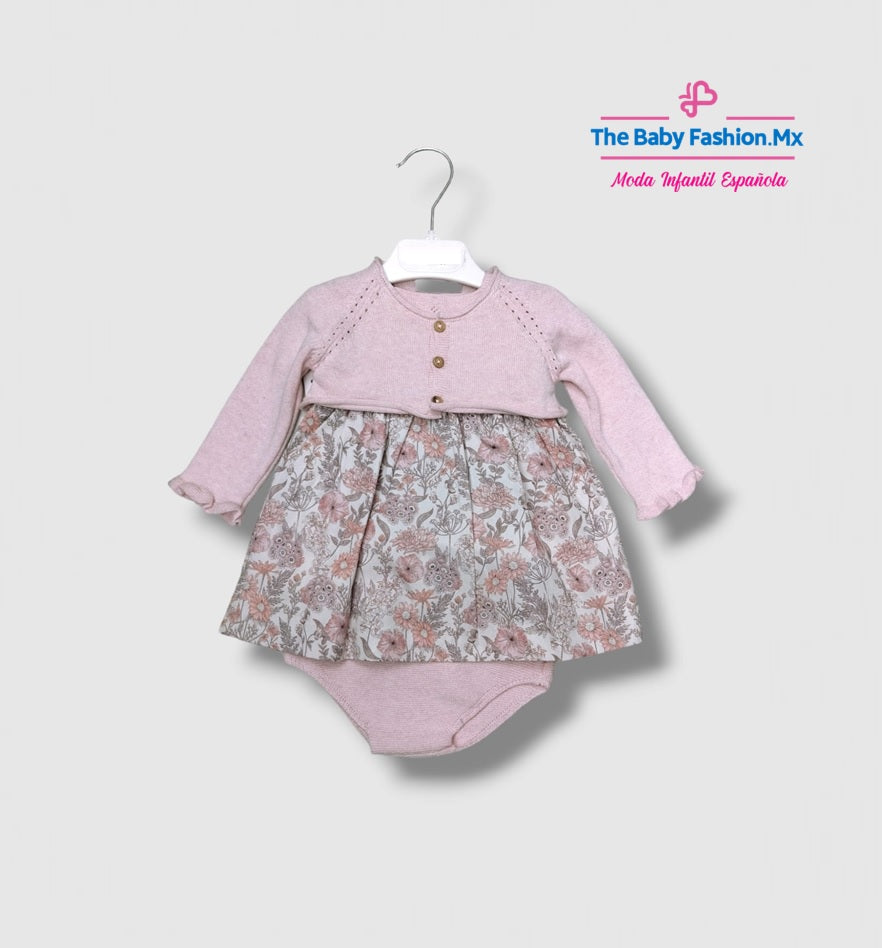 Vestido Florencia para bebe niña Conjunto 3 pz MARTIN ARANDA Art. 402/0706 Colorido