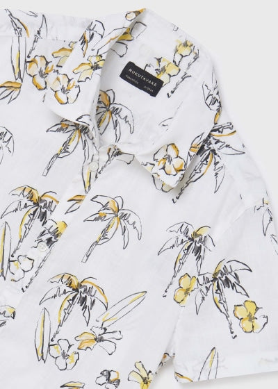 Camisa de manga corta con estampado de algodón para chico Art. 23-06112-068 Blanco