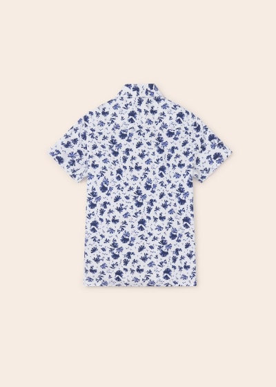 Camisa de manga corta con estampado de algodón para chico Sku 6112 Color 67 Bco-Marino