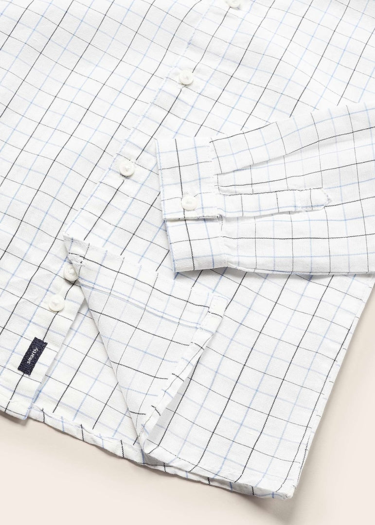 Camisa manga larga estampada con lino para bebé Art. 23-01114-075 Cuadros