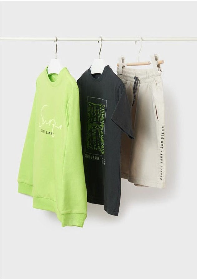Conjunto 3 Piezas Playera, Sudadera Short para chico NUKUTAVAKE Ref. 6639/15 Acid Apple