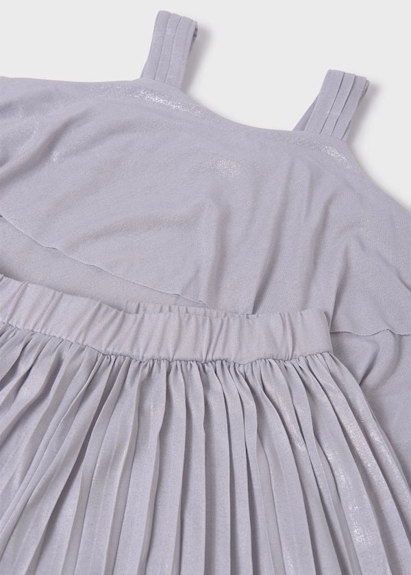 Conjunto pantalón largo y top plisado niña