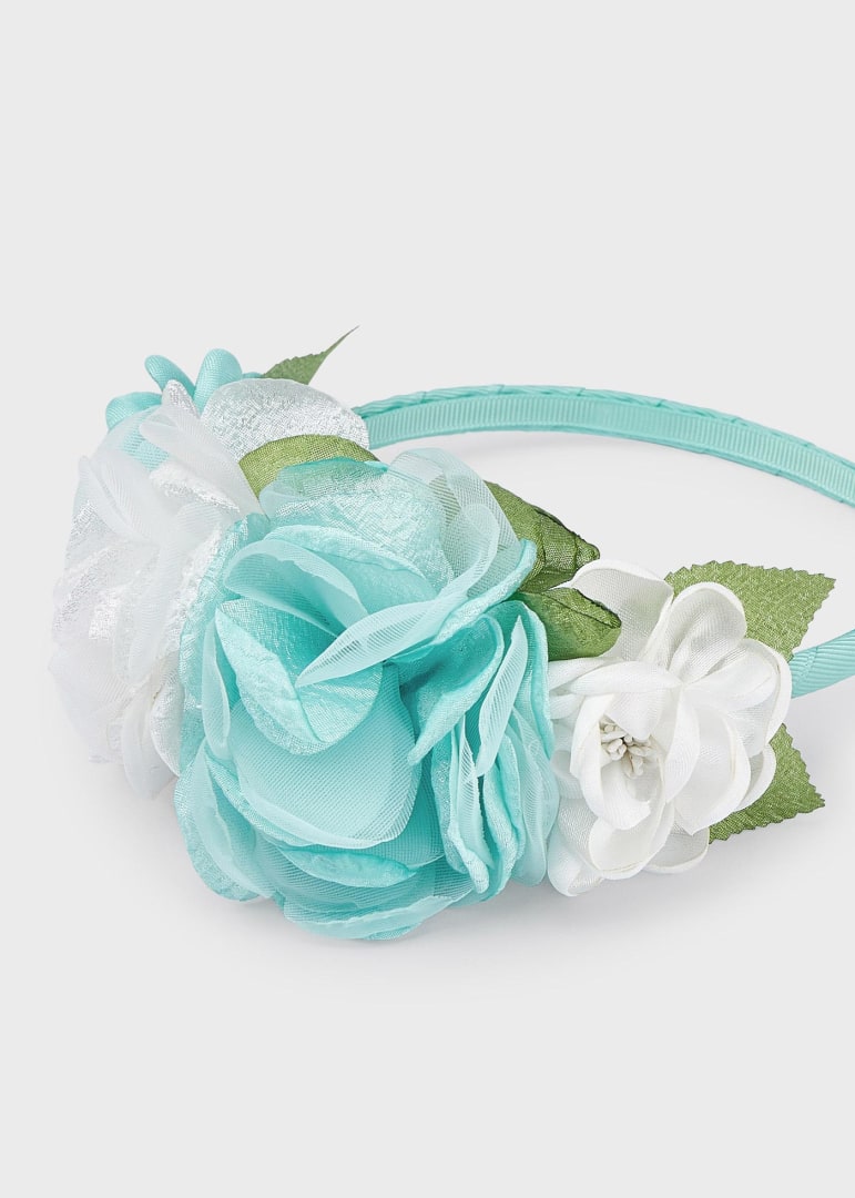 Diadema con aplique floral para niña Art. 23-10485-071 Agua
