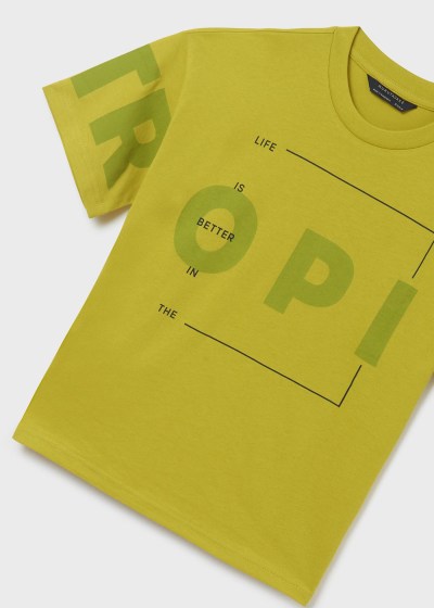 Playera con motivo estampado de algodón sostenible para chico NUKUTAVAKE Ref. 6078/55 Azufre