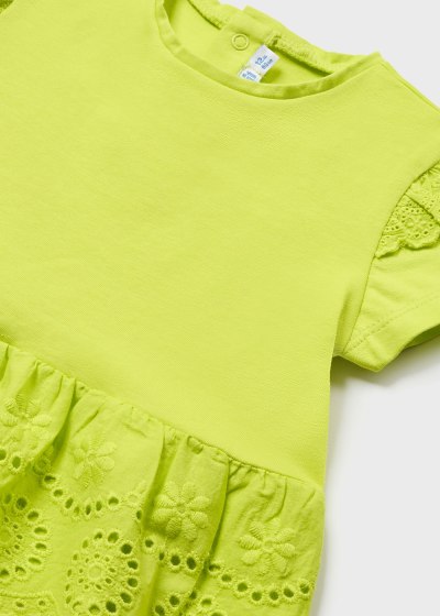 Playera con motivos perforados de algodón sostenible para bebé sku 1007 Color 75 Lima