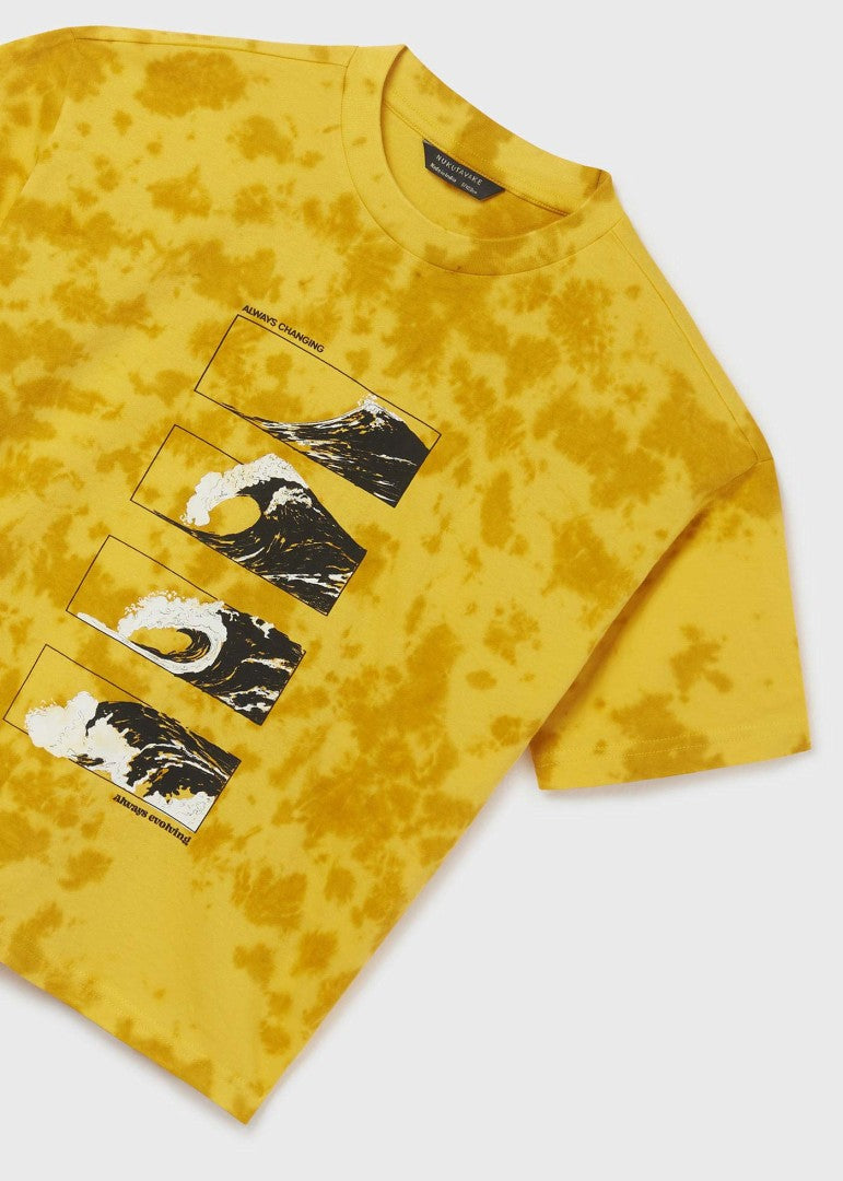 Playera skater fit con estampado tie dye de algodón para chico Art. 23-06087-066 Banana