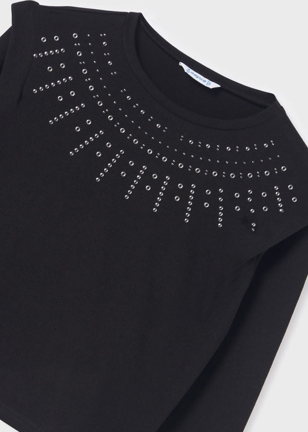 Playera tachuelas Better Cotton chica Ref. 13-07055-016 Negro