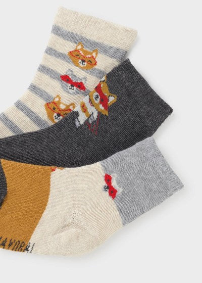 Set 3 calcetines algodón orgánico bebé Ref. 13-10523-089 Pizarra Vi