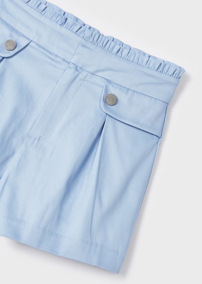 Short satinado de algodón para niña Sku 3207 Color Cielo