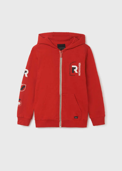 Sudadera con capucha y cremallera para chico Sku 6450 Color Rojo