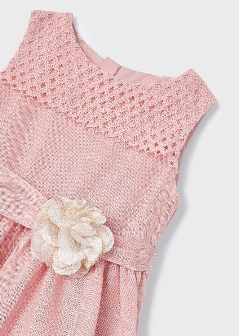 Vestido combinado de guipur para niña MAYORAL Ref. 23/3910/11 Rosado