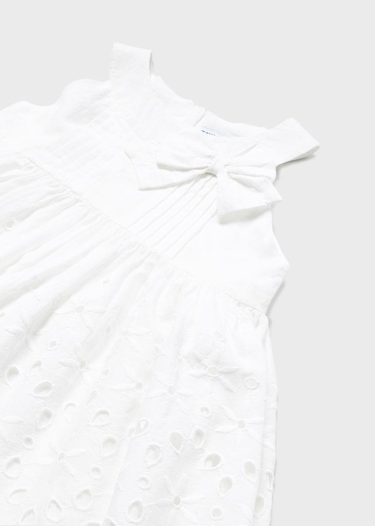 Vestido con falda perforada de algodón para bebé Art. 23-01962-044 Blanco