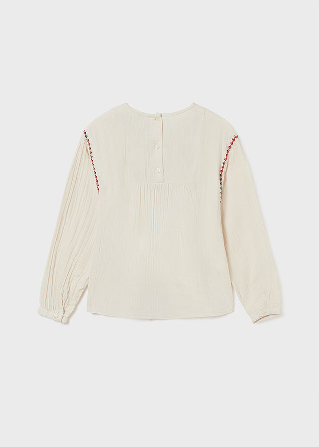 Blusa con bordado para chica Art. 12-07172-055 Garbanzo