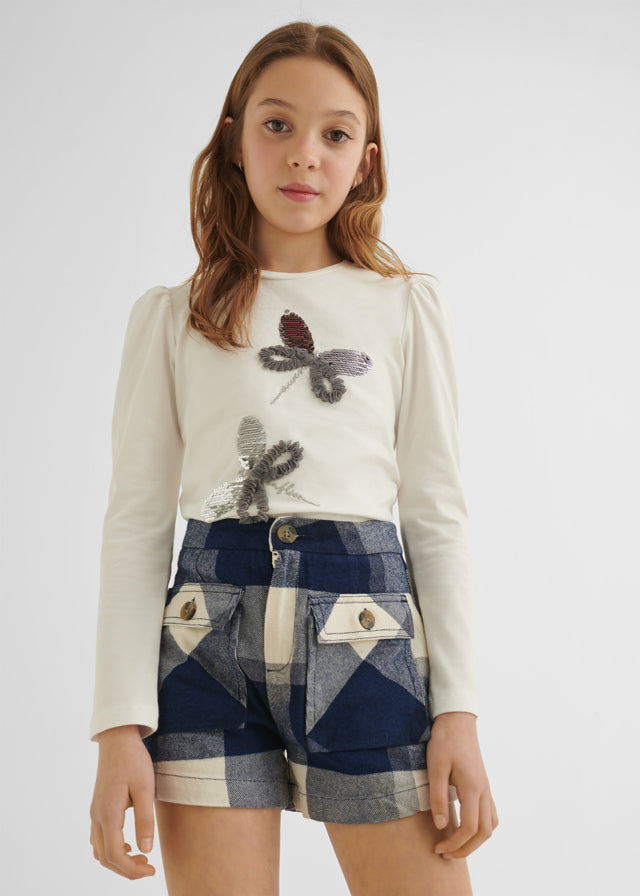 Blusa manga larga con libélulas para chica MAYORAL Ref. 7021/42 Crudo