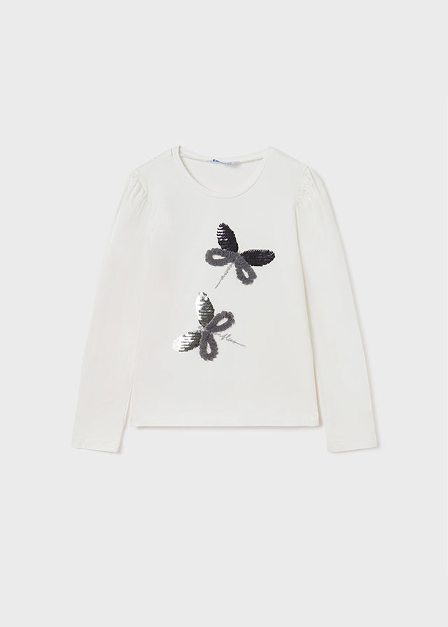 Blusa manga larga con libélulas para chica MAYORAL Ref. 7021/42 Crudo