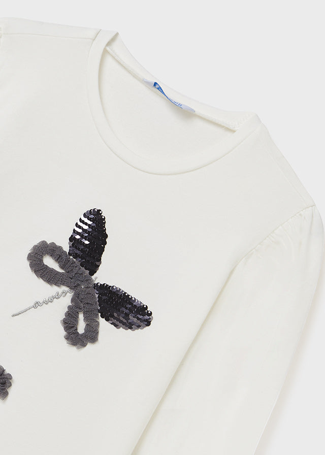 Blusa manga larga con libélulas para chica MAYORAL Ref. 7021/42 Crudo