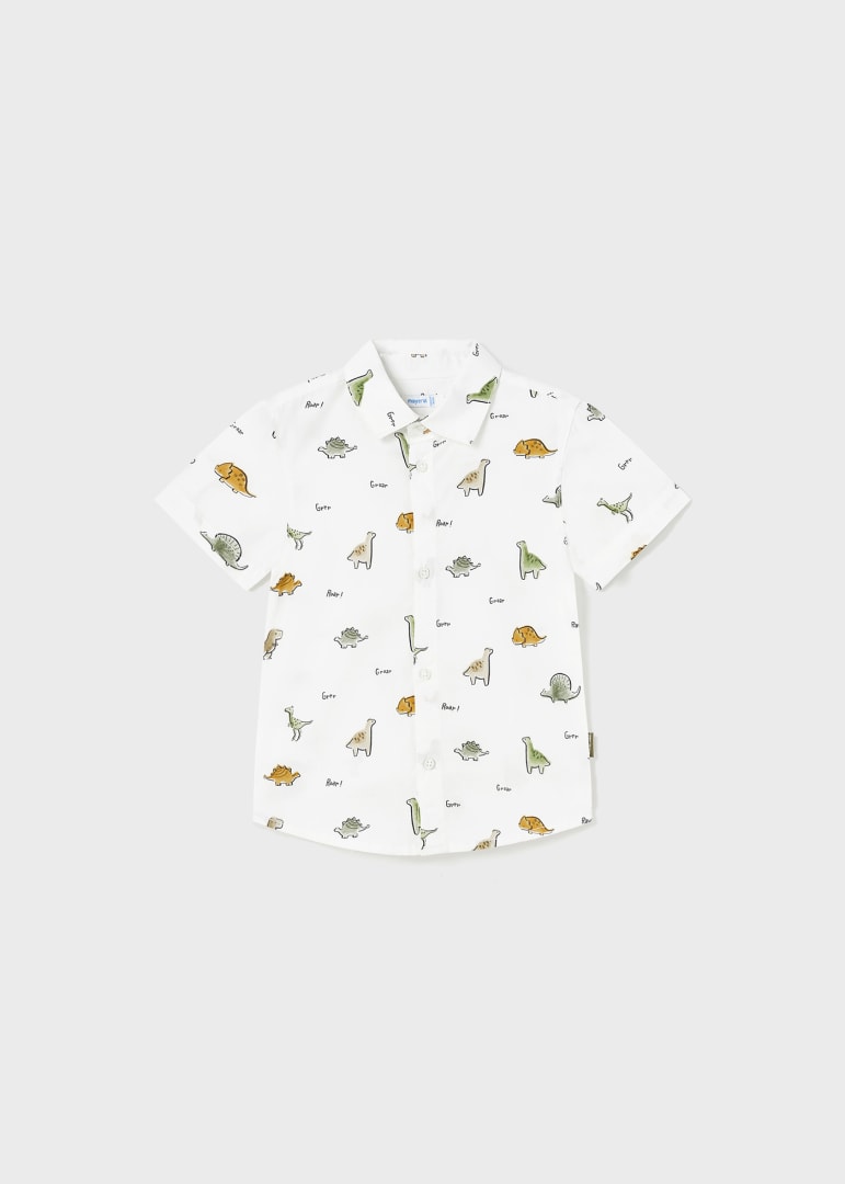Camisa manga corta con estampado de algodón para bebé Art. 23-01110-071 Blanco