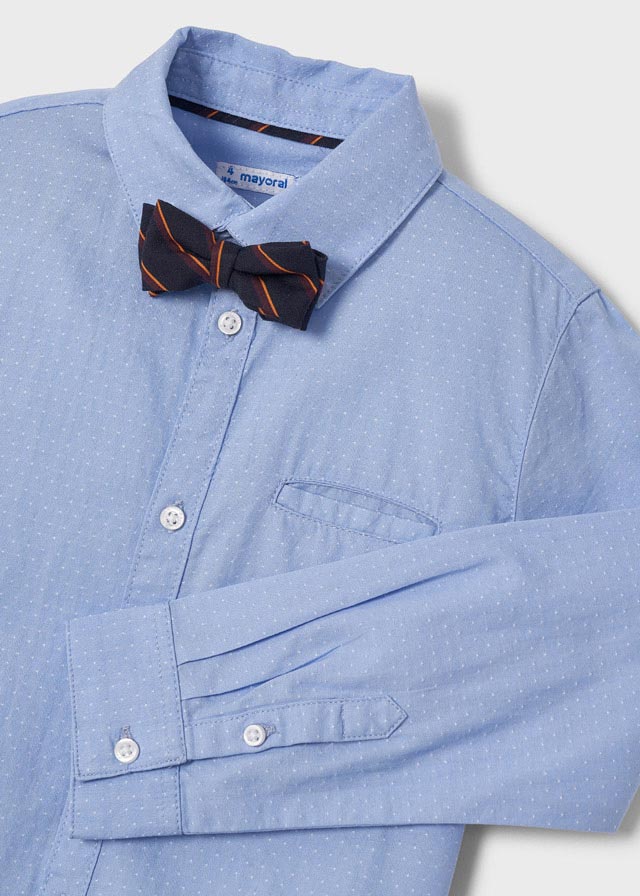 Camisa manga larga con corbatín para niño MAYORAL Ref 4184/59 Celeste