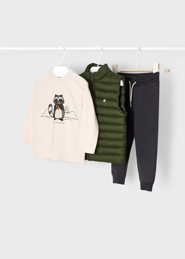 Conjunto 3 piezas con playera de algodón para bebé Hiedra SKU-2655