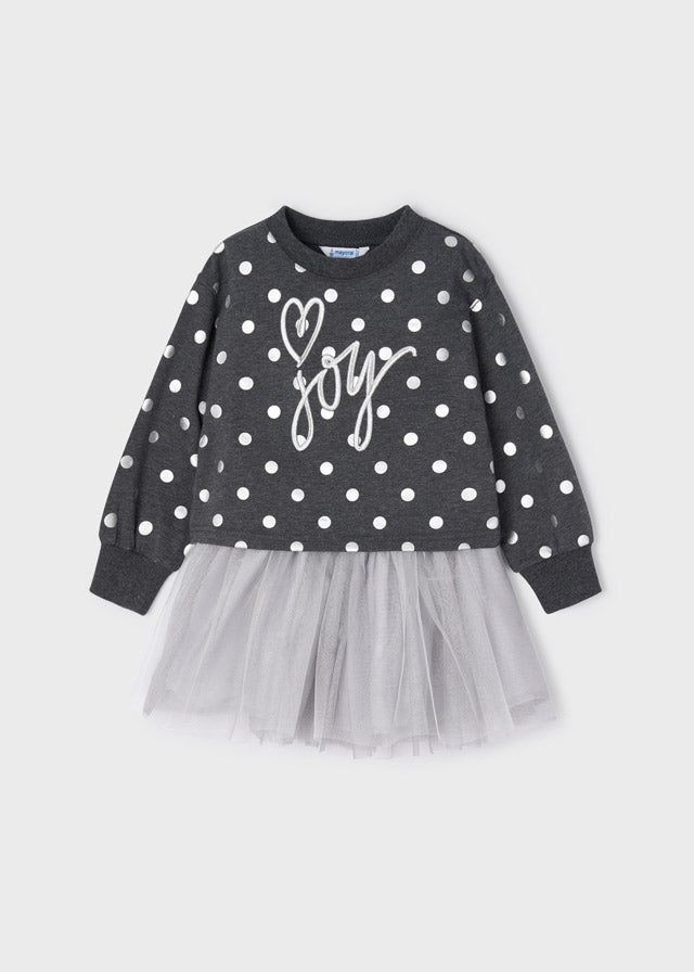 Conjunto con falda de tul para niña Plomo vig SKU-4981