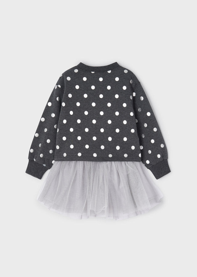 Conjunto con falda de tul para niña Plomo vig SKU-4981