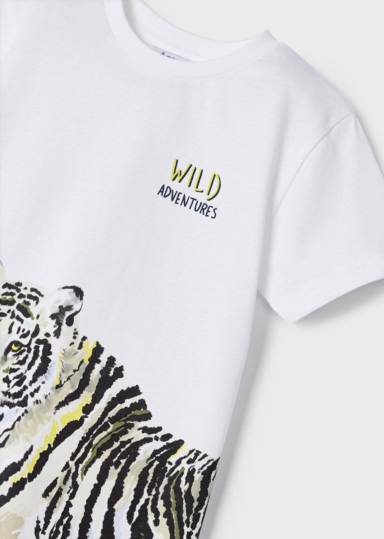 Playera con motivo estampado de algodón sostenible para niño Art. 23-03007-025 Blanco