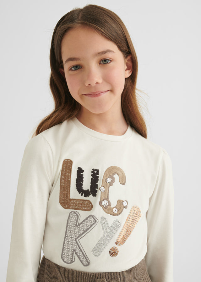 Playera manga larga con apliques para chica MAYORAL Ref. 7023/ Crd-Vision