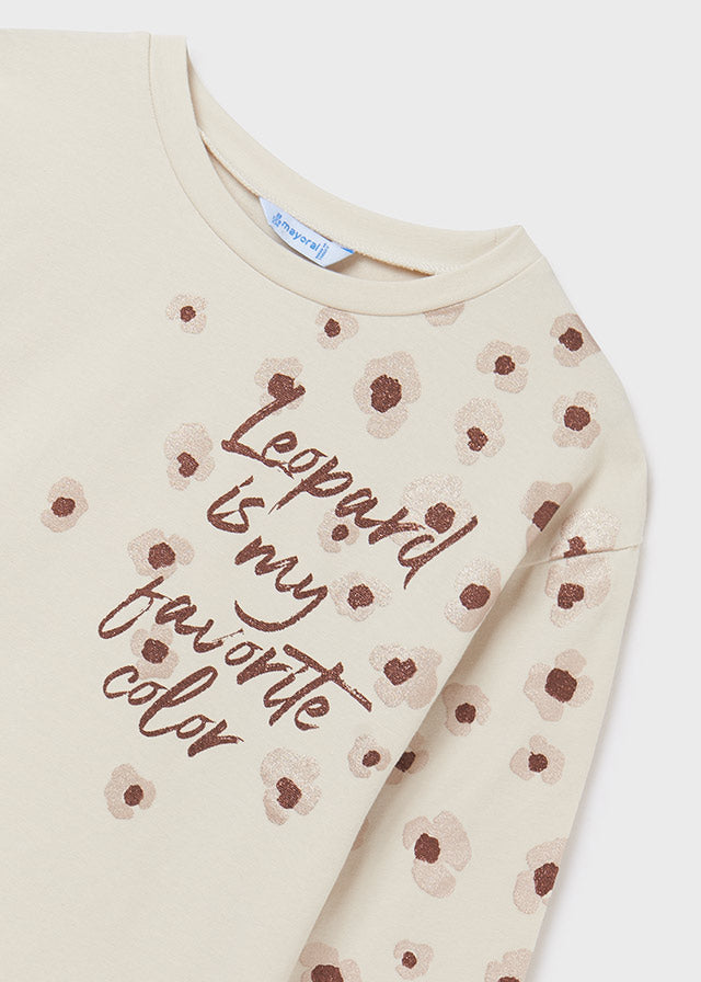 Playera manga larga con estampado para chica ECOFRIENDS Sku 07035-Color 085 Garbanzo