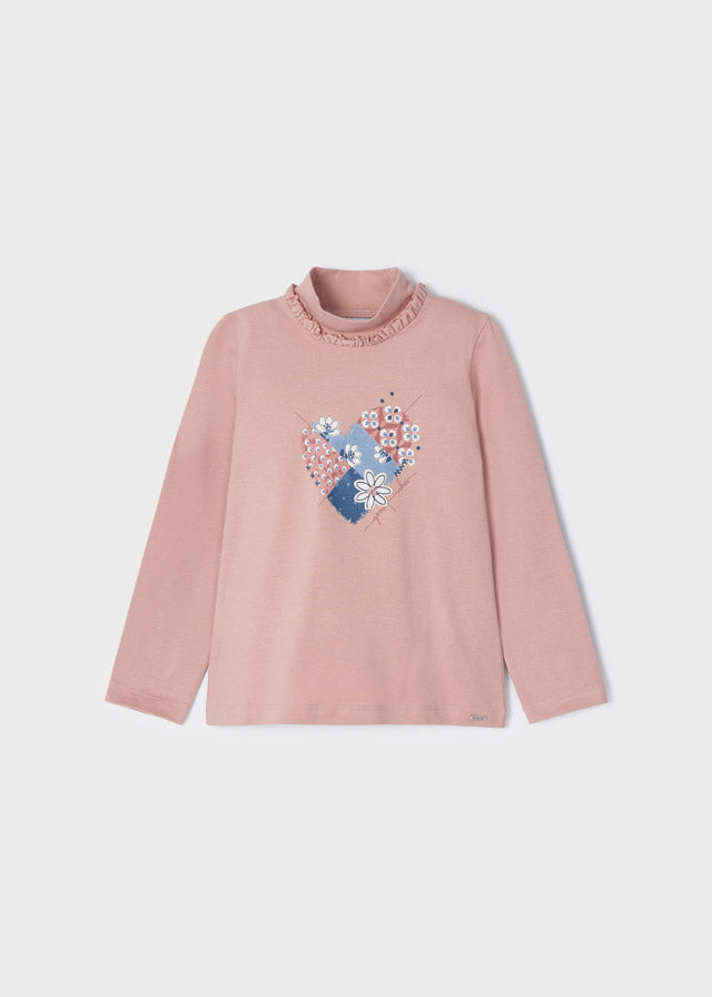 Playera manga larga con gráfica corazón para niña MAYORAL ECOFRIENDS Art. 12/4023/26 Rosado