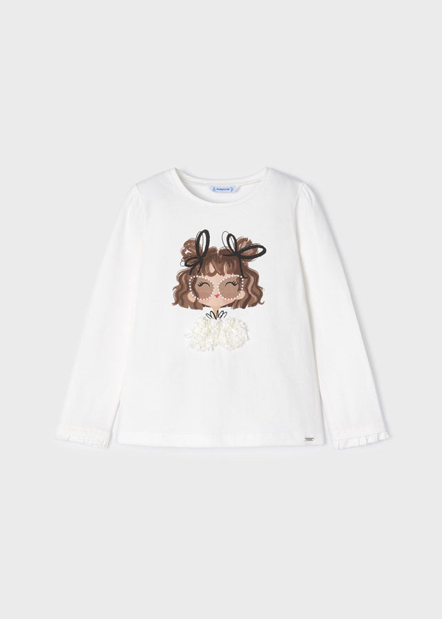 Playera manga larga con gráfica para niña ECOFRIENDS Crudo SKU-4026