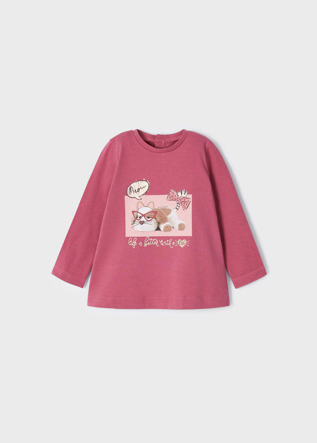 Playera manga larga con motivo gráfico para bebé ECOFRIENDS Colorete SKU-2098