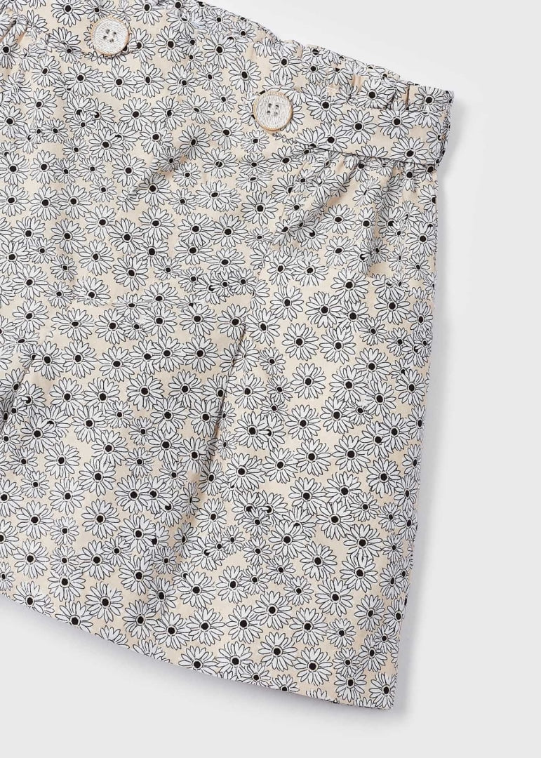 Short estampado de algodón sostenible para niña Art. 23-03206- Almendra