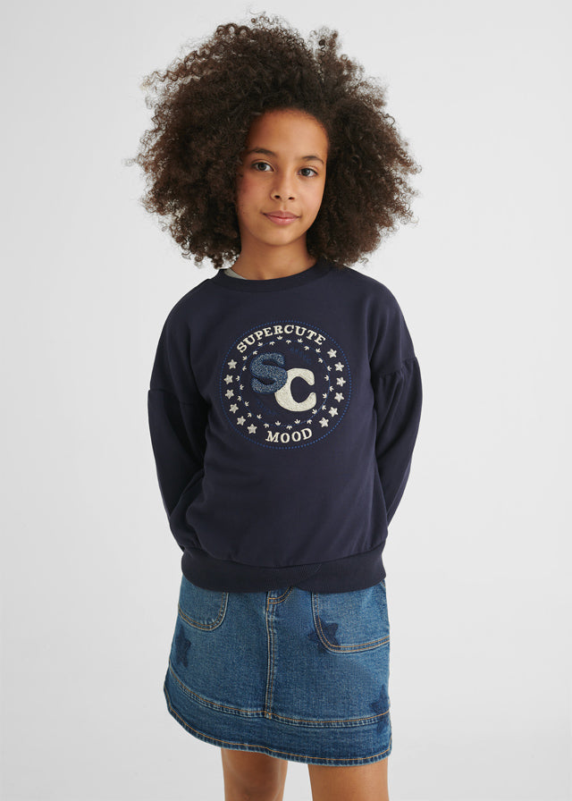 Sudadera de felpa para chica ECOFRIENDS Sku 7473 Color 53 Marino