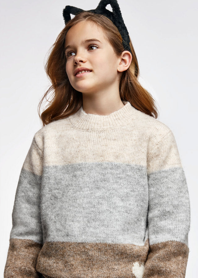 Suéter con rayas para chica ECOFRIENDS Sku 7370 Color 43 Topo Vig