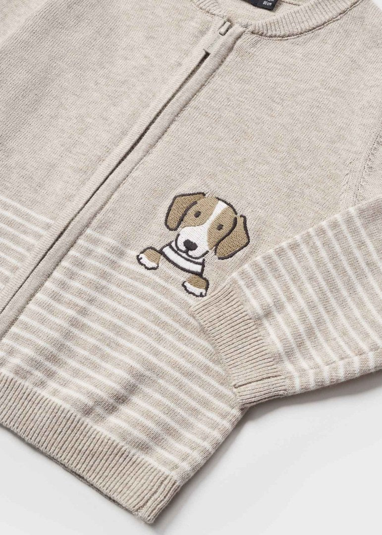 Suéter tricot con cremallera de algodón sostenible para bebé Art. 23-01373-042 Beige vig