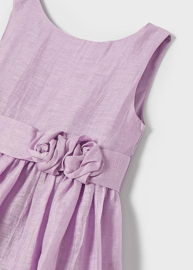 Vestido color lila con cinta y flor 3910-Lila