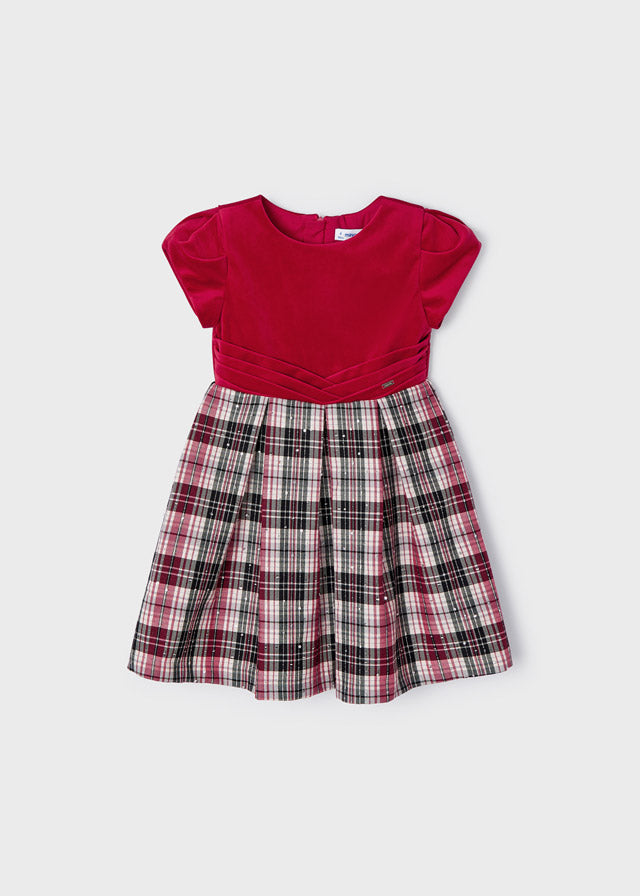 Vestido combinado cuadros para niña MAYORAL Ref. 4956/10 Rojo