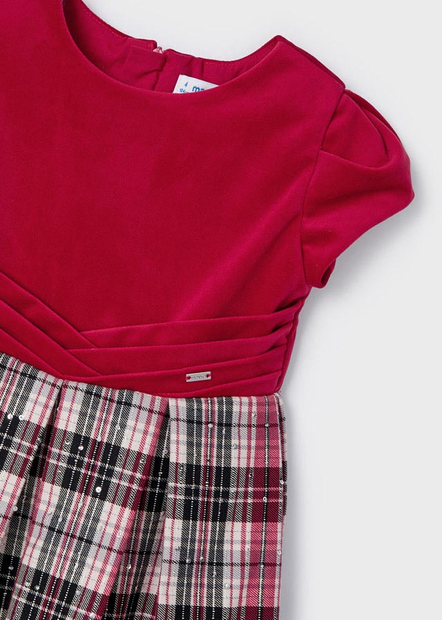 Vestido combinado cuadros para niña MAYORAL Ref. 4956/10 Rojo