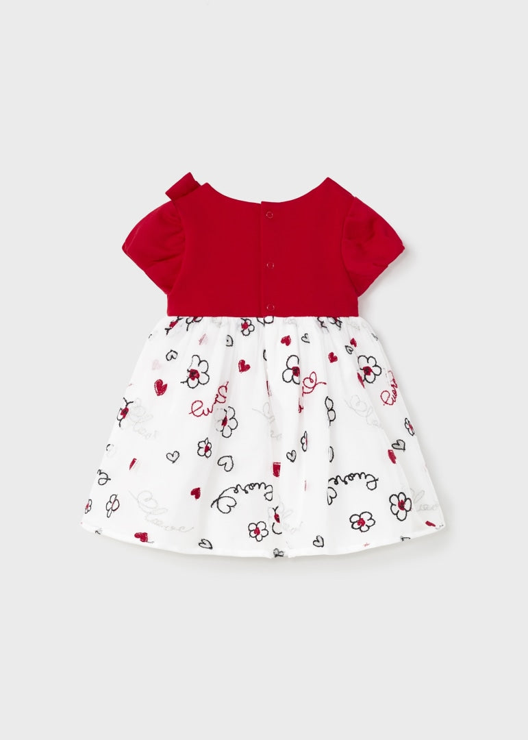 Vestido combinado de tul bordado para bebé Art. 23-01952-029 Rojo