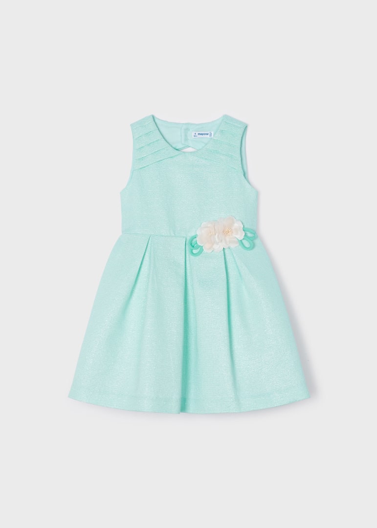 Vestido con aplique floral para niña MAYORAL Ref. 23/3914/74 Agua