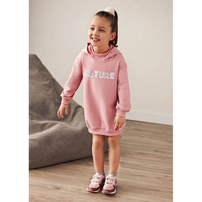 Vestido felpa capucha SkuL 4936-Rosa palo