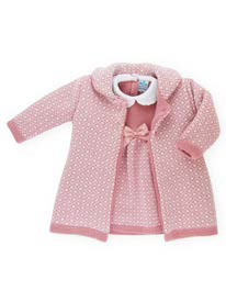 Set de Vestido con cuello bordado y abrigo